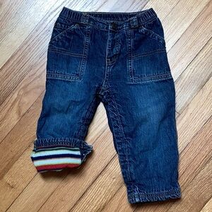 Baby Gap jeans fleece lined rainbow striped size 18-24 months